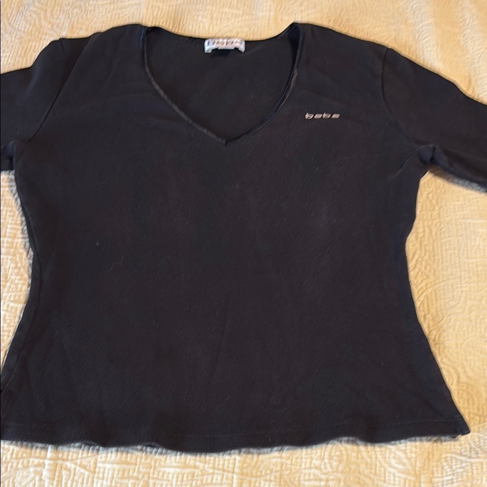 Bebe Black V-Neck Top